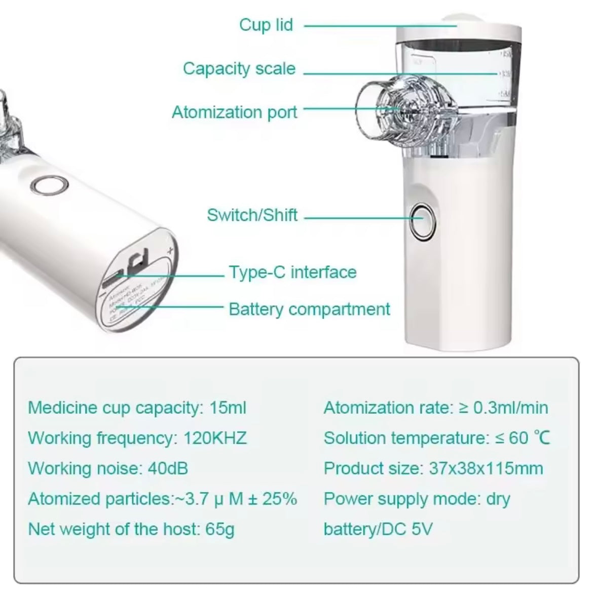 Nebulizador portátil recargable